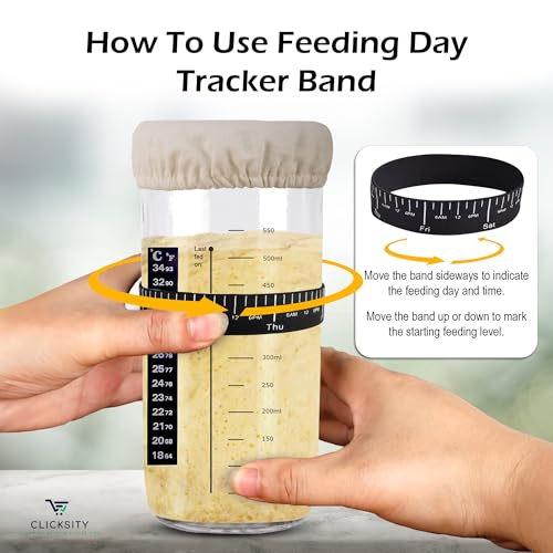 Sourdough Bread Starter Kit with Thermometer and Elastic Feeding Band Y8812