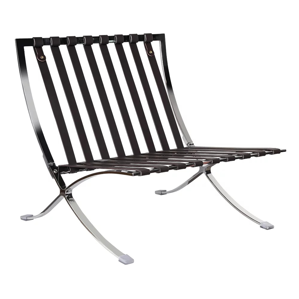 Leather Lounge Chair with Stainless Steel Frame L991533