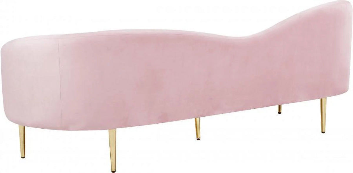 Pink Velvet Contemporary Sofa Loveseat & Chair 3Pcs F34697