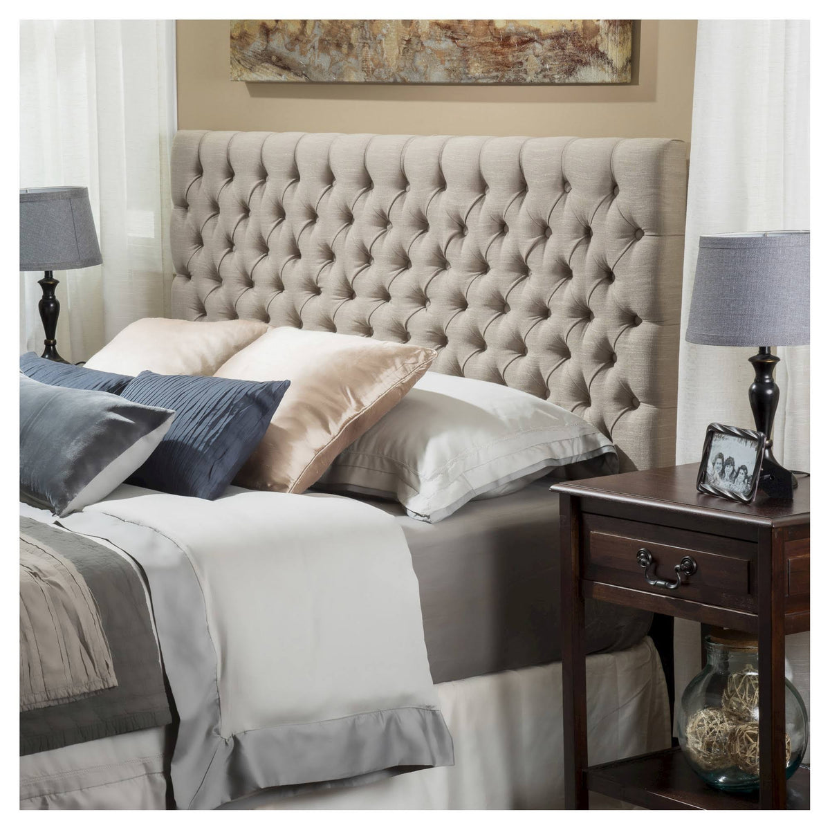 King Sand Button Tufted Headboard R289