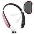 Black Foldable Wireless Neckband Headphones with Retractable Earbuds K918