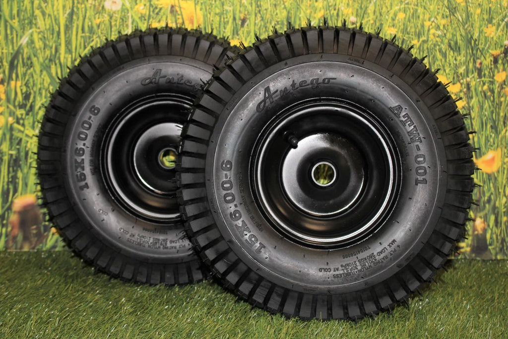 Matte Black 15x6.00-6 Lawn & Garden Tires & Wheels Set of 2 I808
