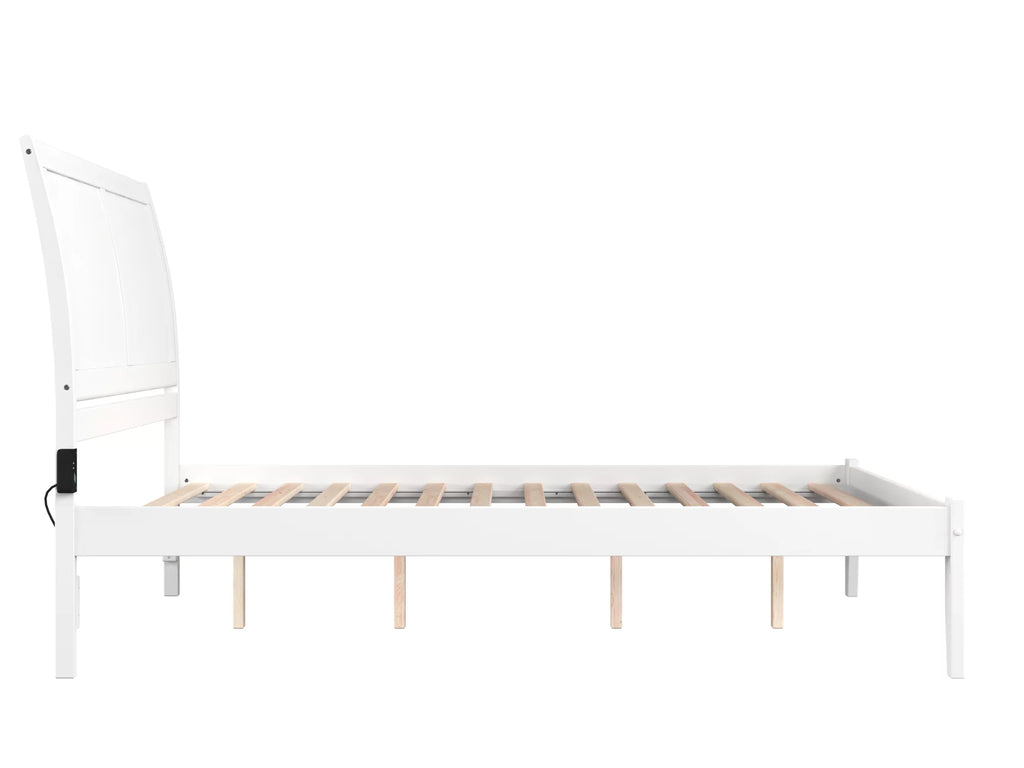 Queen Wood Platform Bed Frame with Sleigh Headboard, White U977278