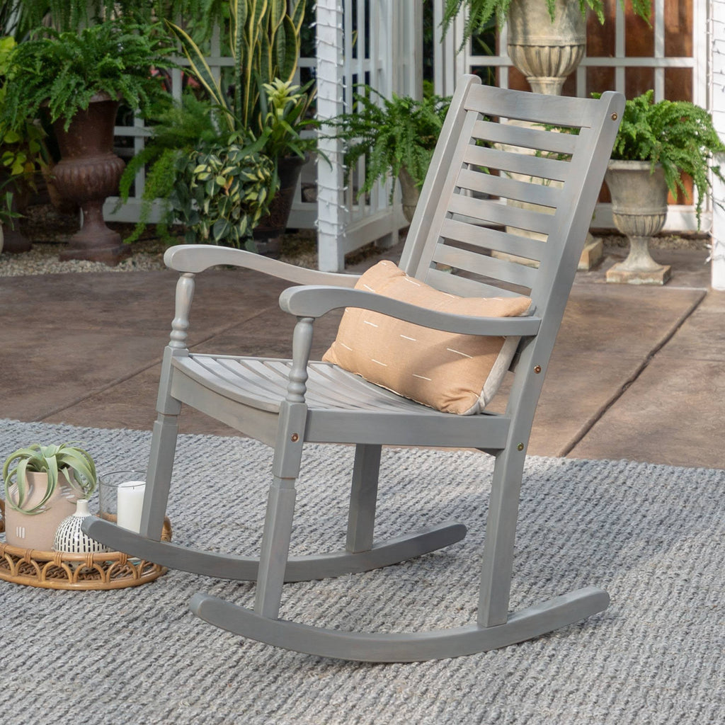 Gray Wash Acacia Wood Outdoor Rocking Chair W4303