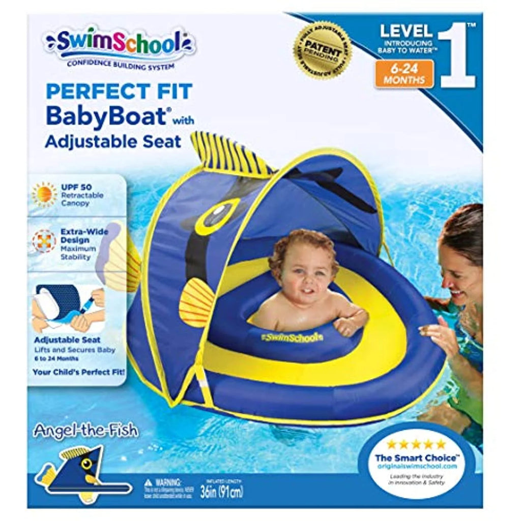 Blue/Yellow Baby Pool Float with Canopy and Safety Seat Y58172