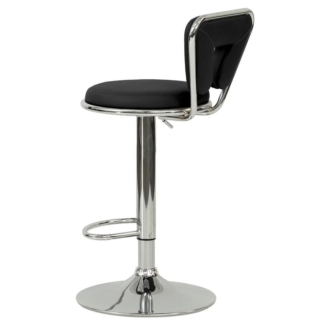 Black Faux Leather Adjustable Height Swivel Barstool Set of 2 K7111