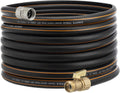 Hybrid Garden Hose 50 ft x 5/8", Heavy Duty Rubber Water Hose, 3/4" Brass Connector with Shut off Valve, Pack of 2 A65574