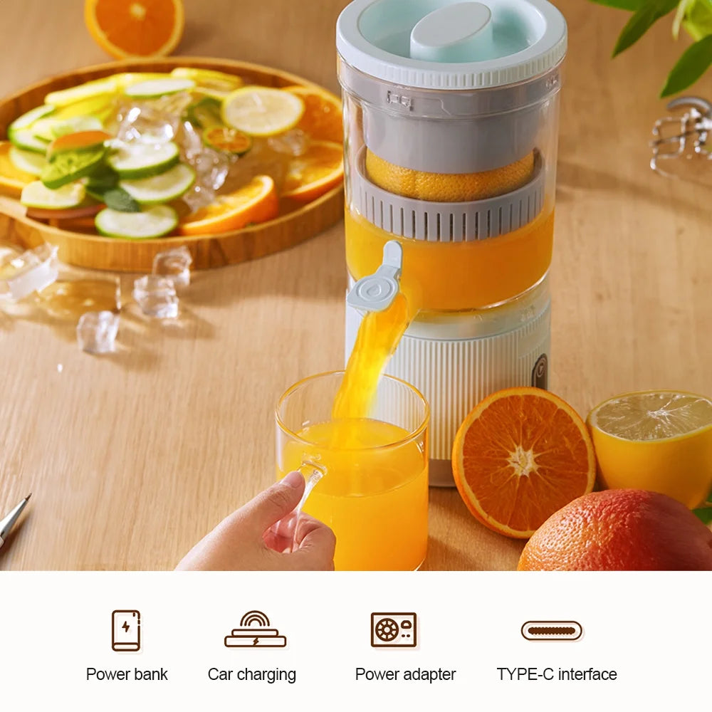 Electric Citrus Juicer Squeezer with Pulp Basket, 300ml, USB Charging, BPA-Free (White) L152