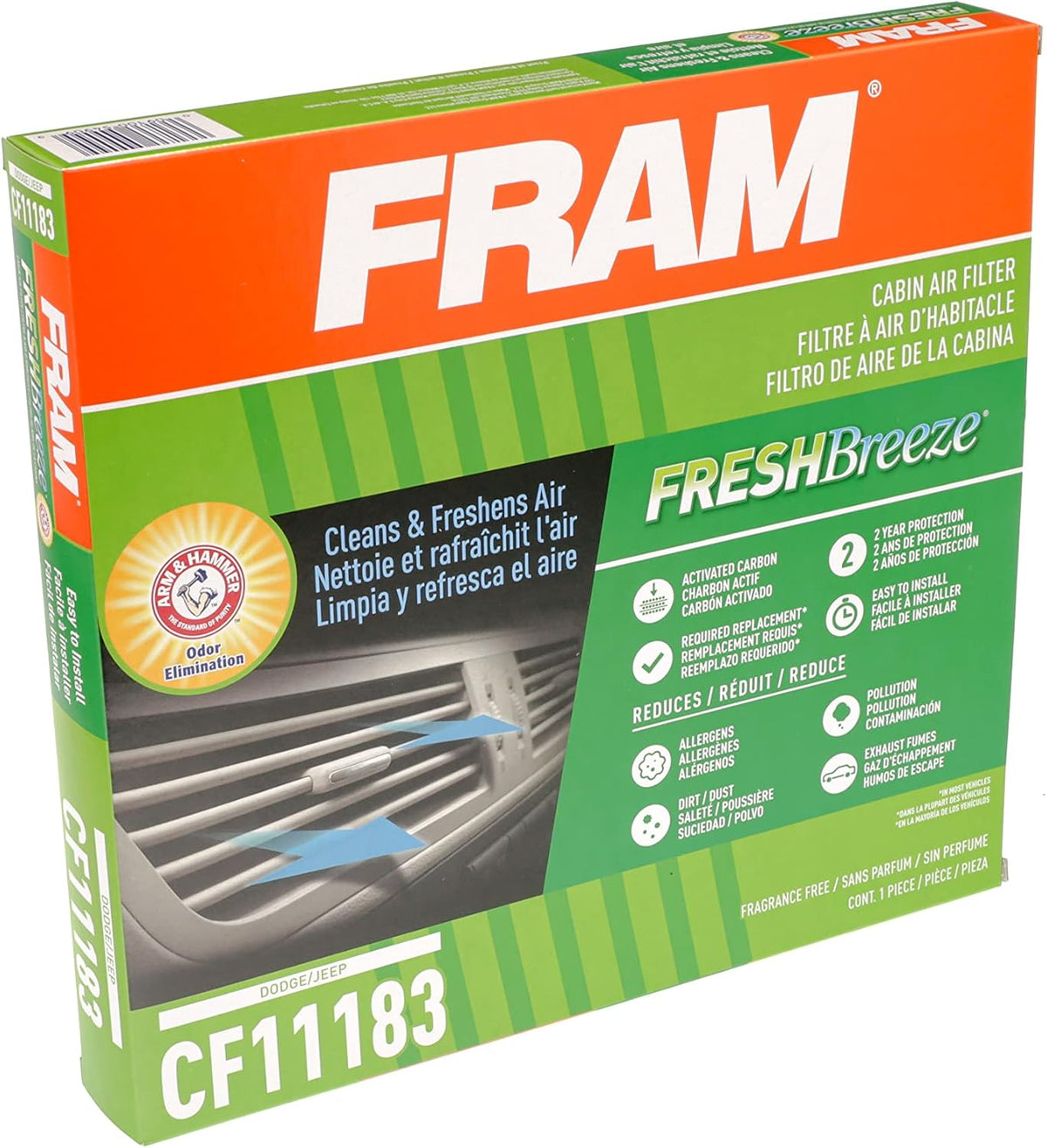 Cabin Air Filter with Arm and Hammer Baking Soda, white R71893