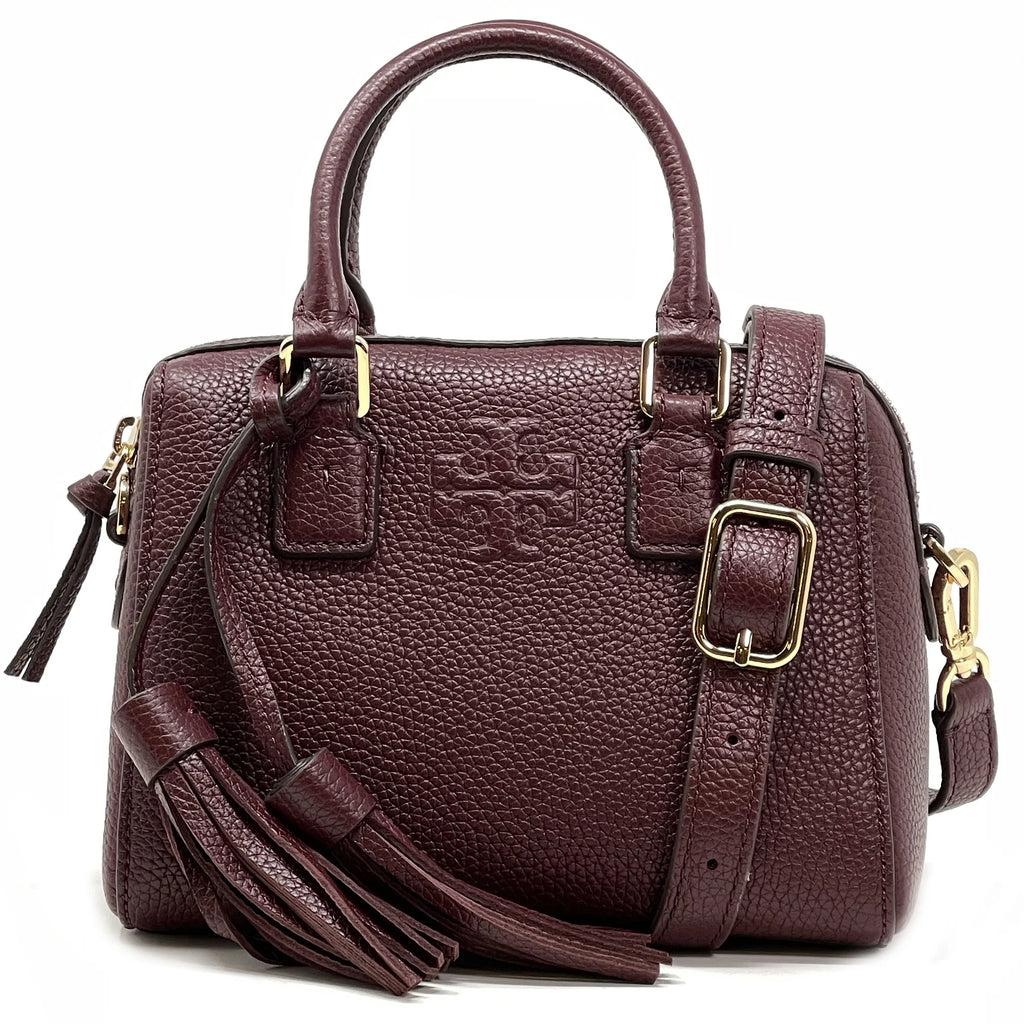 Women's Pebbled Leather Mini Satchel (Claret) C8416