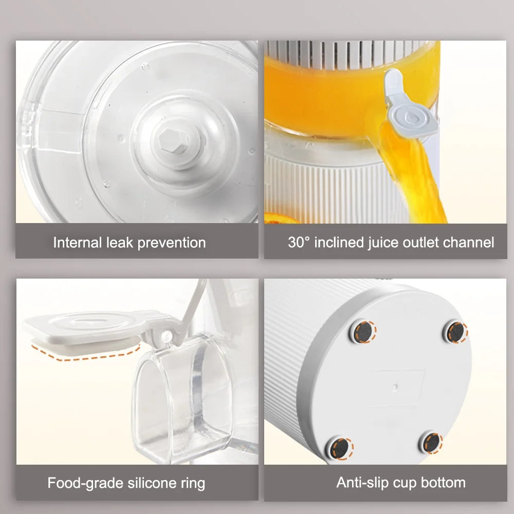 Electric Citrus Juicer Squeezer with Pulp Basket, 300ml, USB Charging, BPA-Free (White) L152