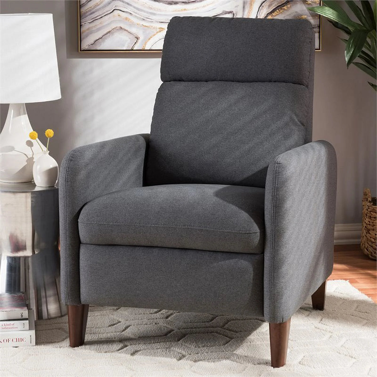 Gray and Walnut Recliner G88853