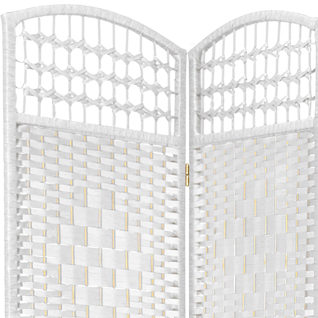 White 3 Panel Fiber Weave Room Divider O453776