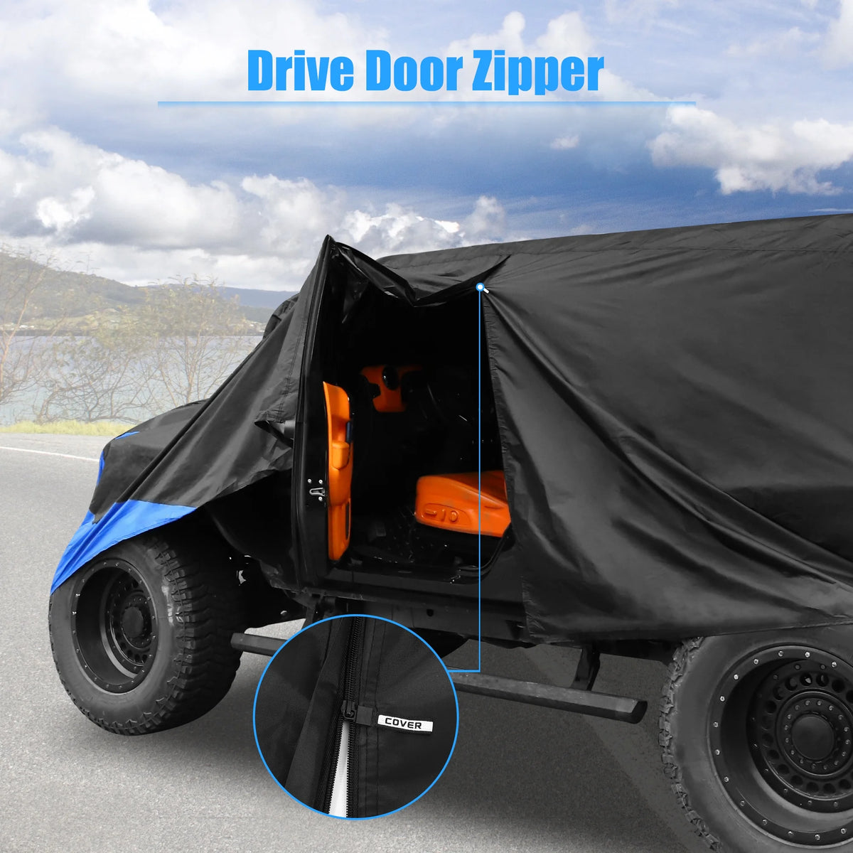 210D Black Blue Car Cover Y4526