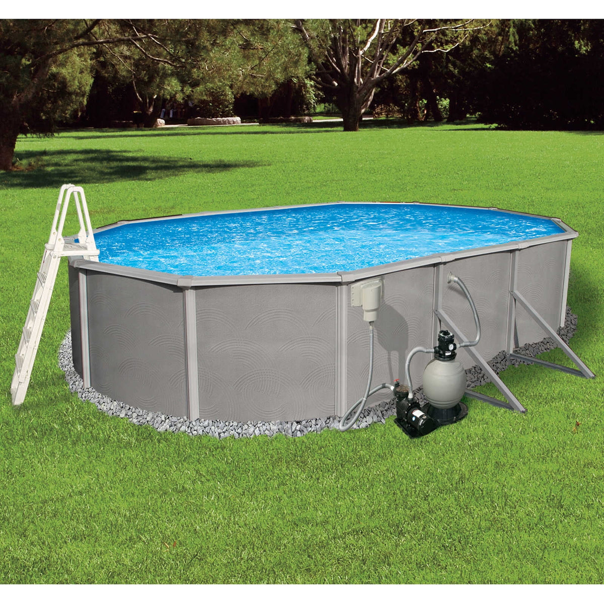 18-ft x 33-ft Oval 52-in Deep Metal Wall Swimming Pool S625441