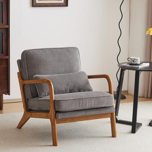 Corduroy Upholstered Accent Chair with Pillow N804