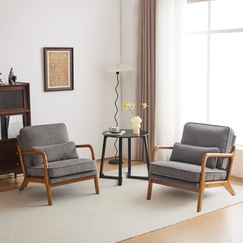 Corduroy Upholstered Accent Chair with Pillow N804