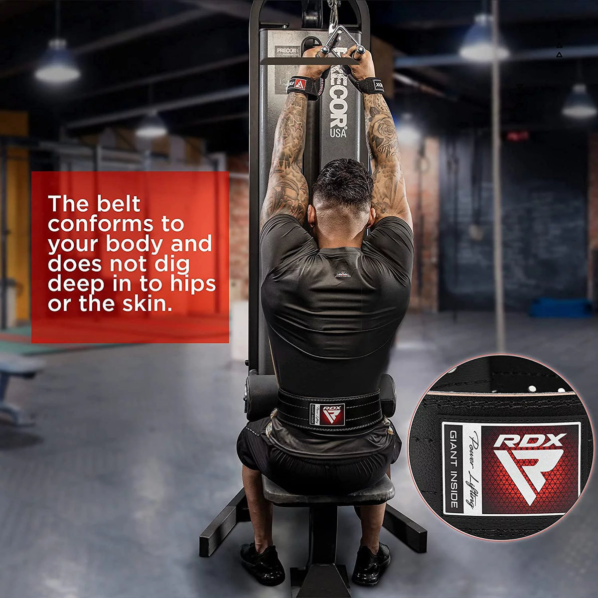6mm Leather Weight Lifting Belt Black M C32705