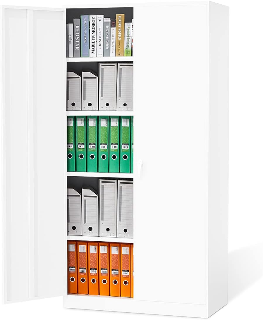 Metal Storage Cabinet with 2 Locking Doors and 4 Adjustable Shelves Q67125
