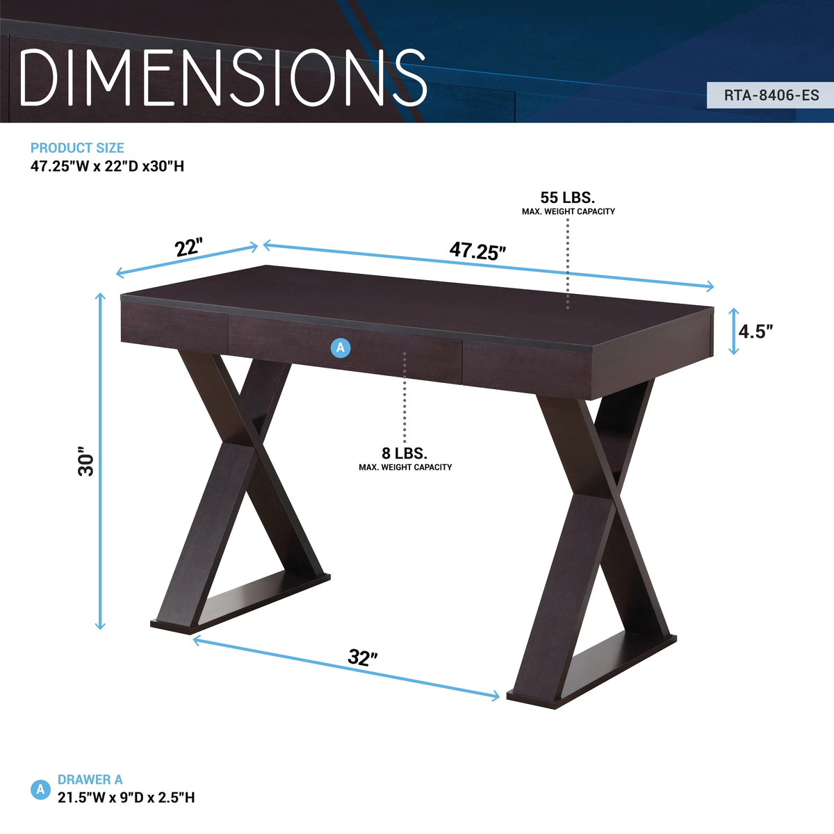Espresso Writing Desk with Drawer B67279