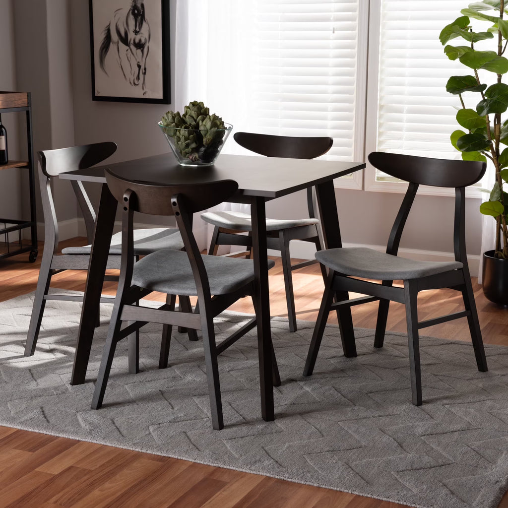 5-Piece Light Grey Fabric Wood Dining Set H39575