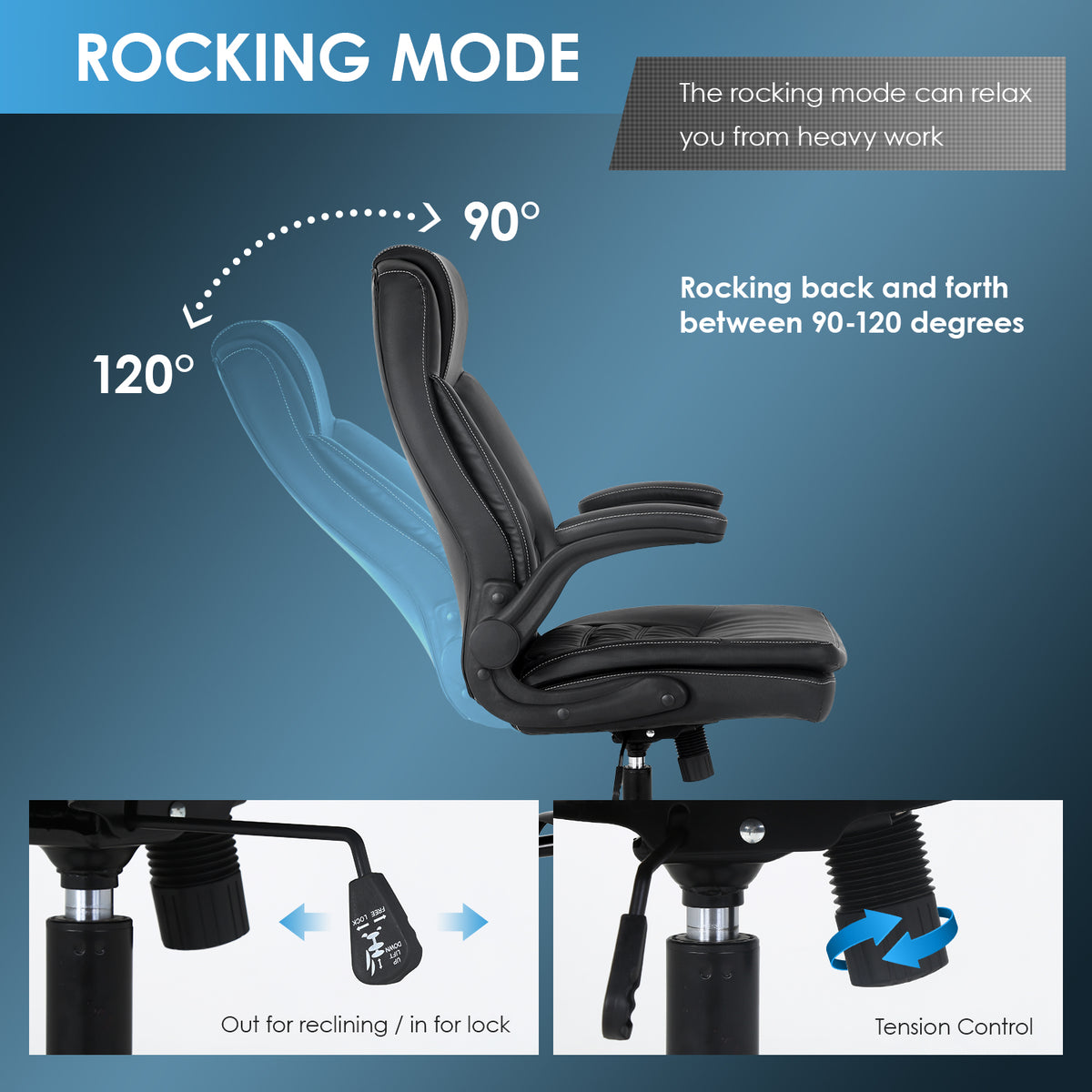 Black PU Leather Ergonomic High Back Office Chair with Lumbar Support F230