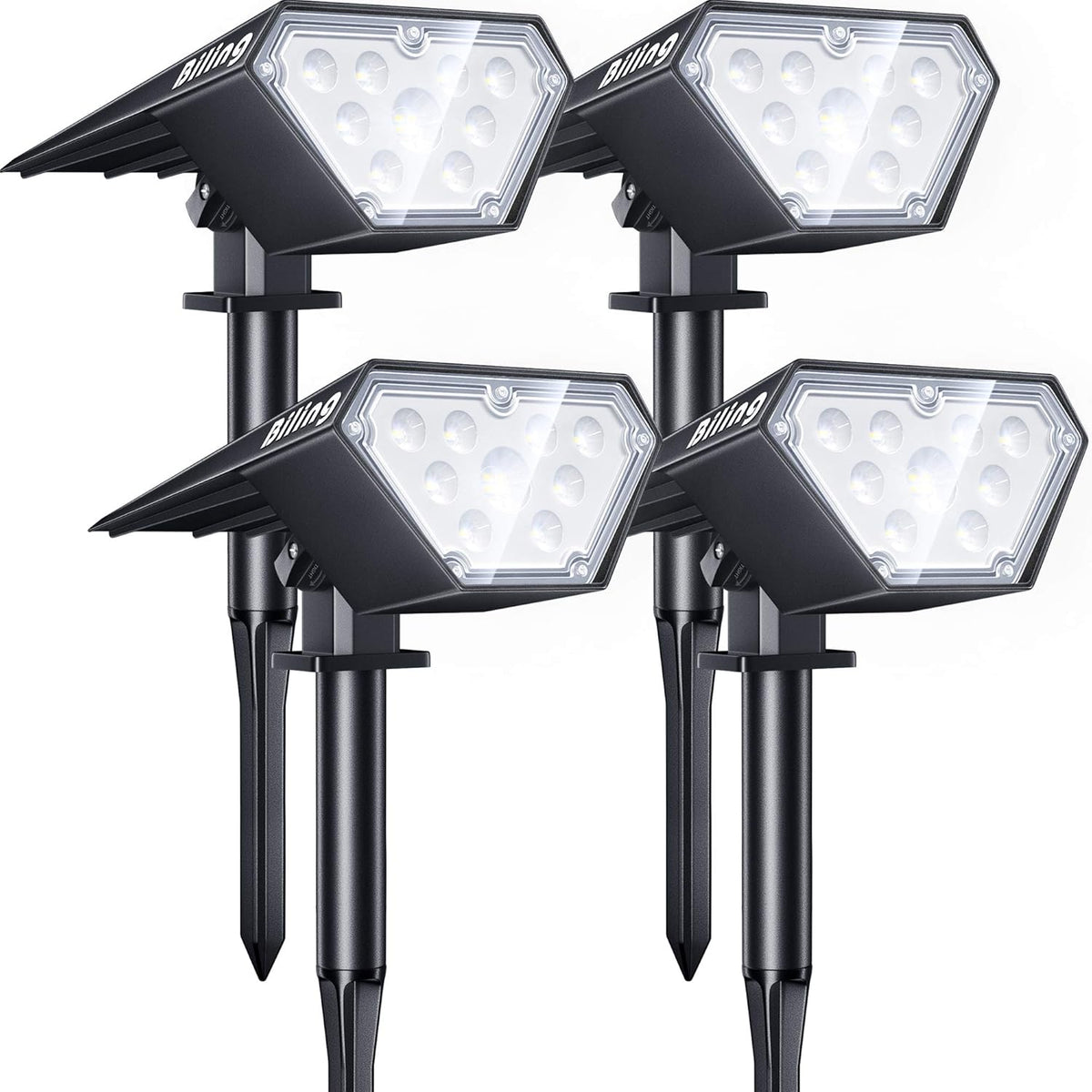 White 4 Pack Solar Spotlights, 12 LED, IP67 Waterproof C252