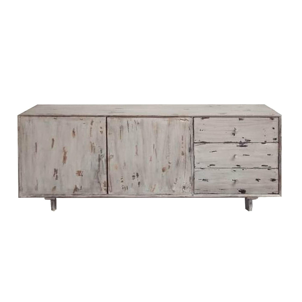 Antique White 2 Door 3 Drawer Mango Wood Accent Cabinet R3250
