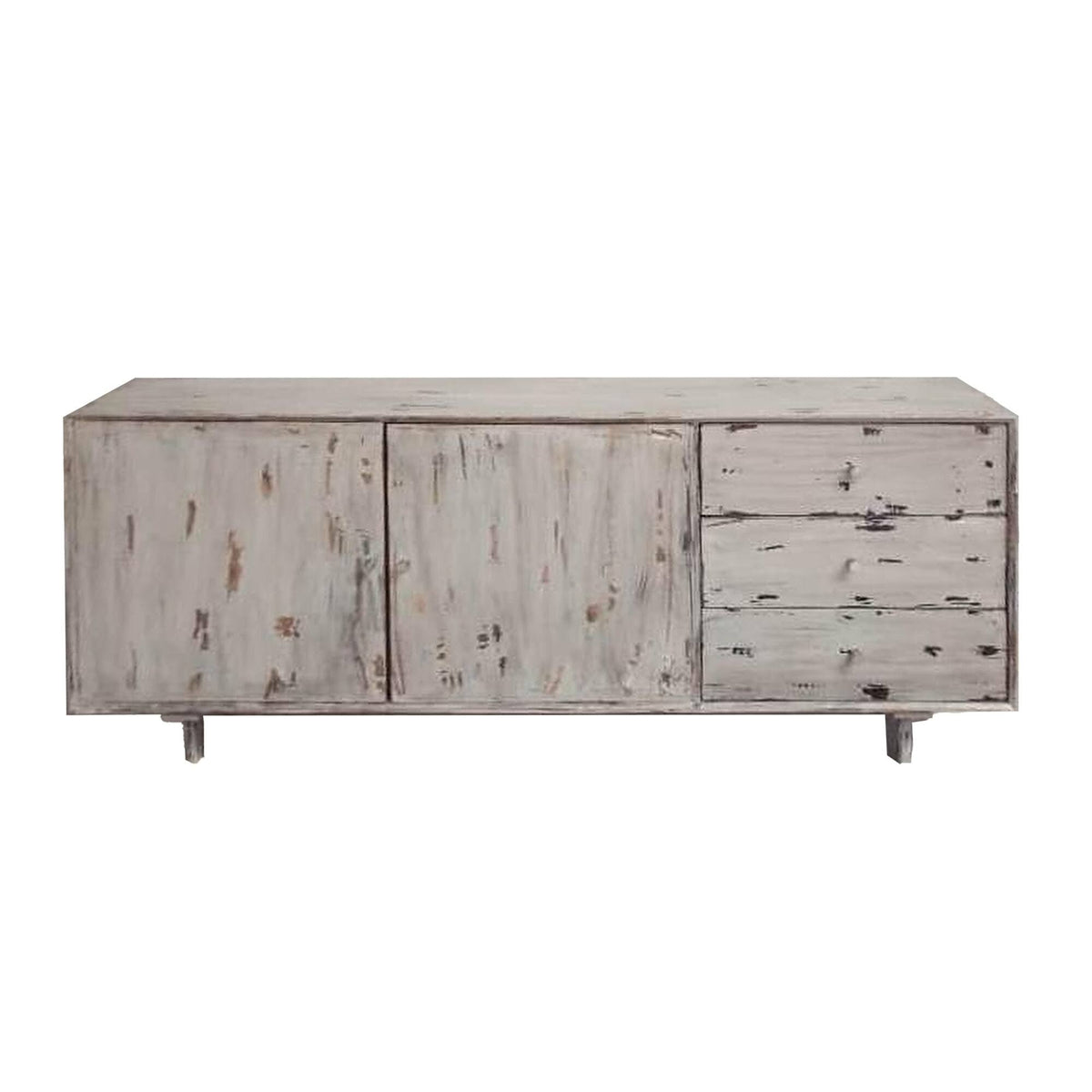 Antique White 2 Door 3 Drawer Mango Wood Accent Cabinet R3250