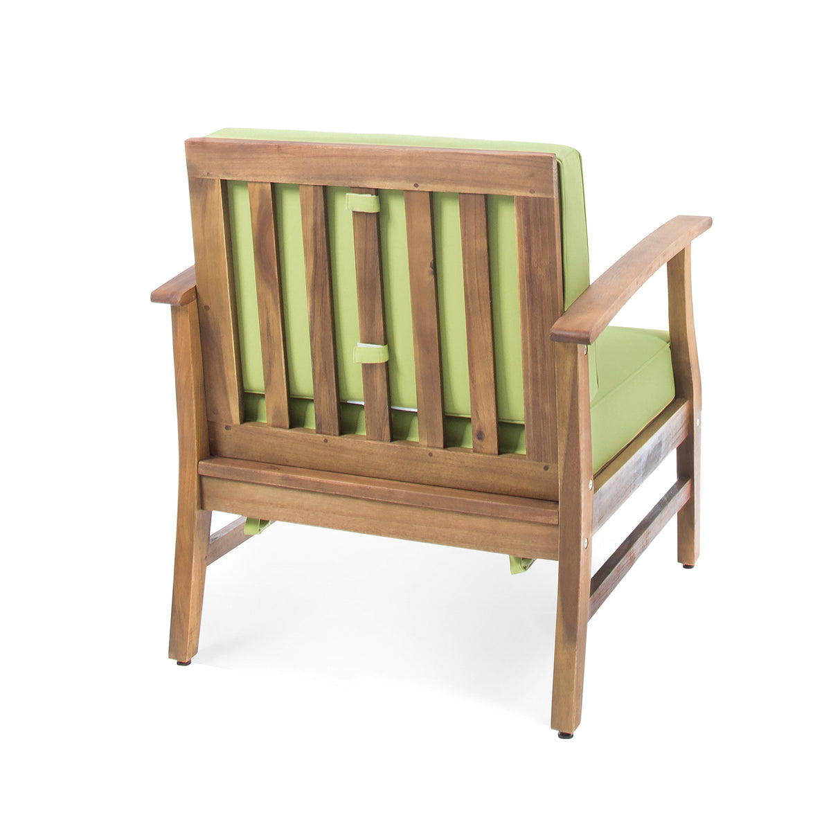 Teak and Green Acacia Wood 6 Seater Sectional Sofa and Club Chair Chat Set with Cushions V53352