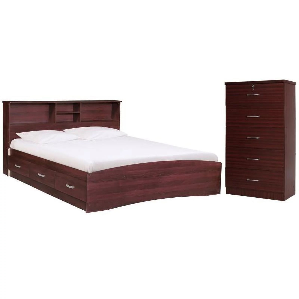 Queen Captains Bed and Tall Chest Dresser R331123