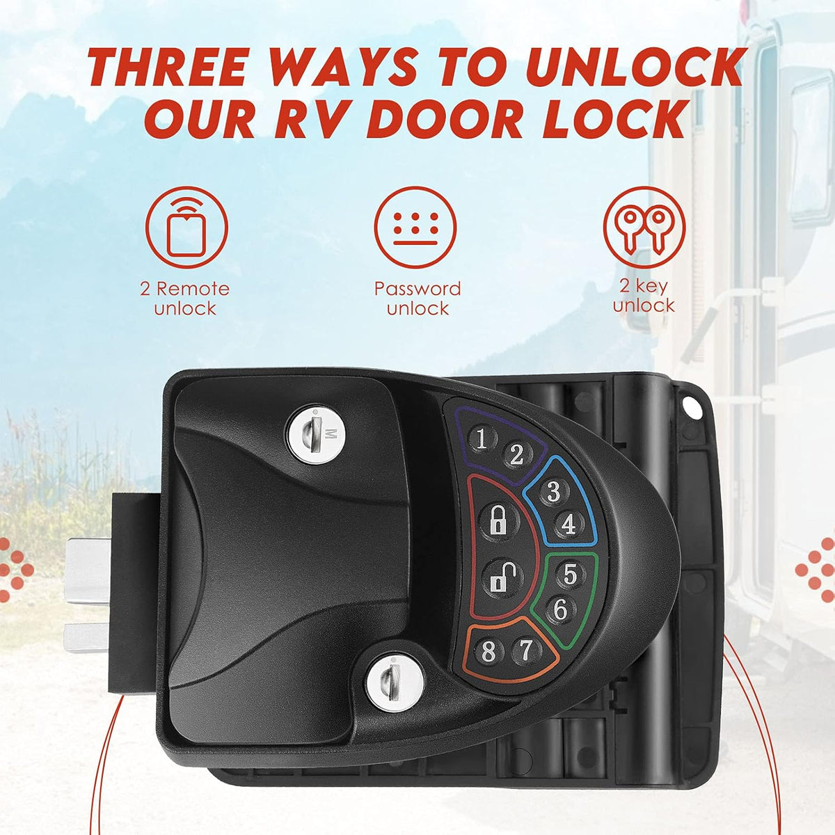 Keyless Entry RV Door Lock with Deadbolt and 2 Remote Key V516