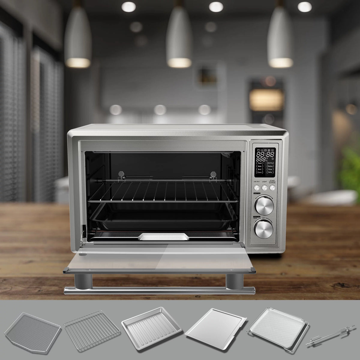 1.1 Cu.Ft. Digital Stainless Steel Toaster Oven with Air Fry O9126
