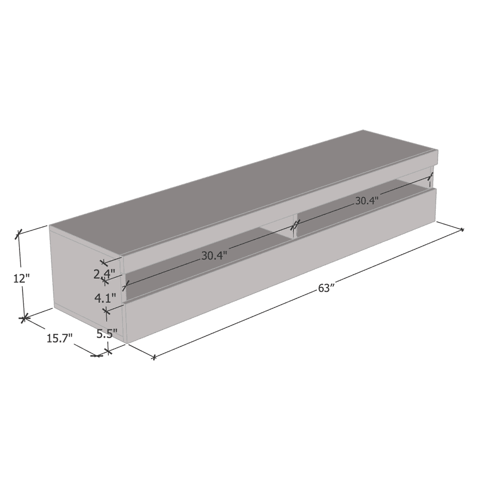 High Gloss 63" Floating TV Stand for TVs up to 70" E717465