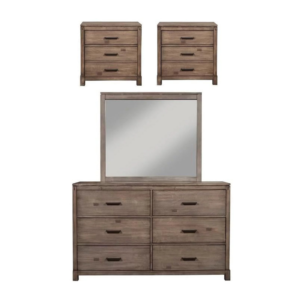 4 Piece Wood Dresser Mirror and Nightstand H347