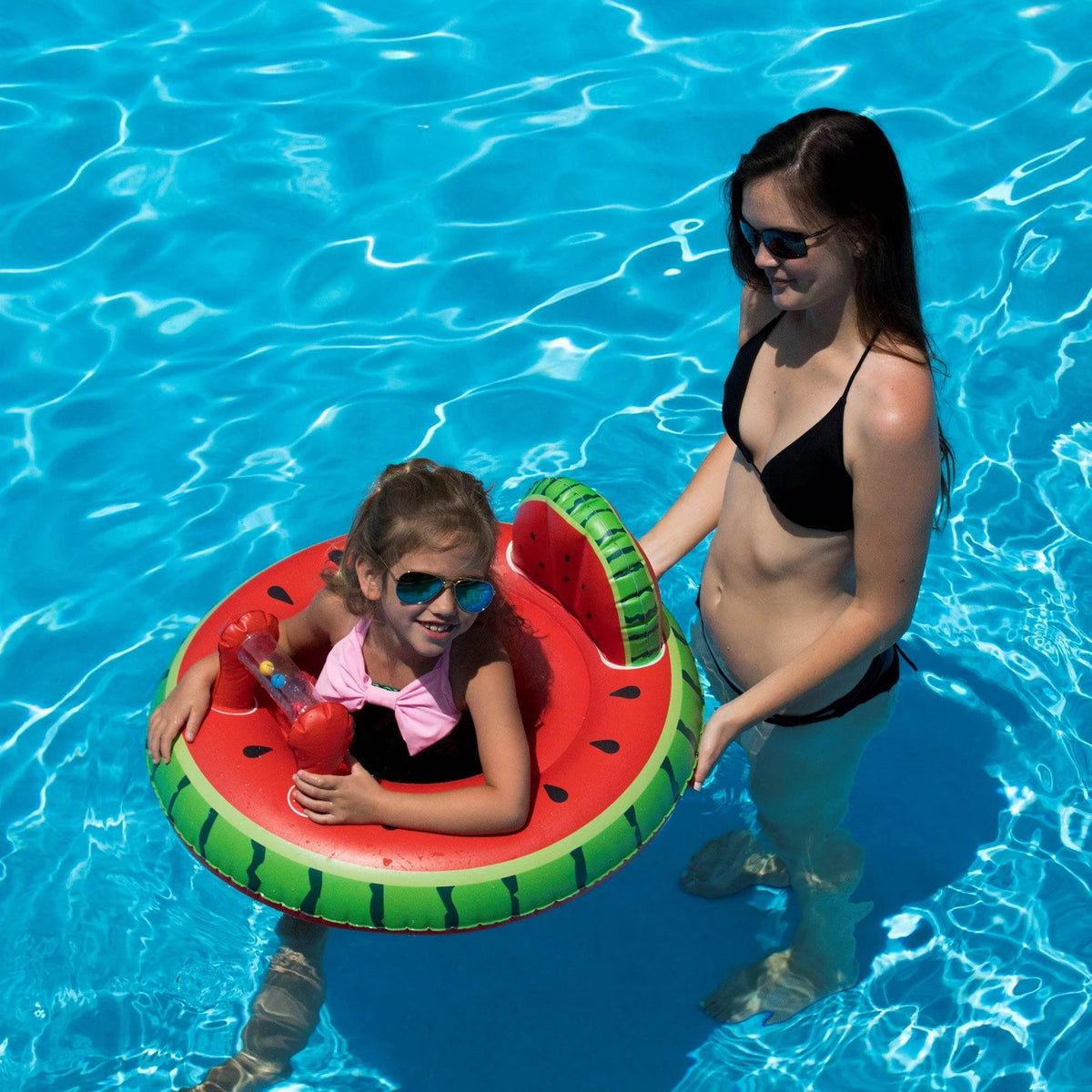 Red Green Watermelon Baby Seat Pool Inflatable Ride-On Y950092