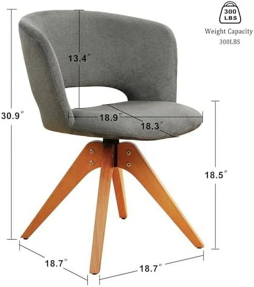 Blue Upholstered Swivel Accent Chair with Solid Wood Legs L76977