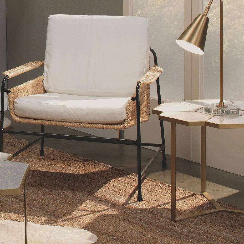 White Marble and Brass Metal Side Table F183242