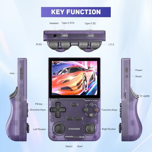 Retro Handheld Game Console with 64GB TF Card, 3.5 Inch IPS Screen Black M176