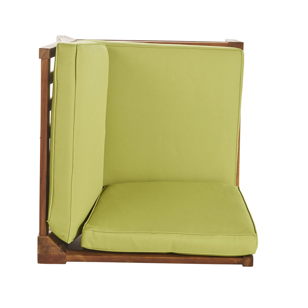 Teak and Green Acacia Wood 6 Seater Sectional Sofa and Club Chair Chat Set with Cushions V53352