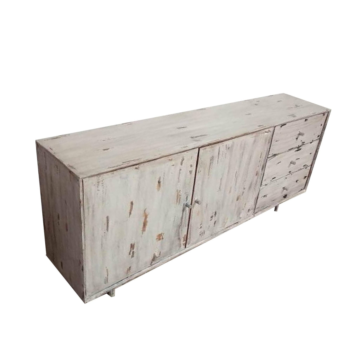 Antique White 2 Door 3 Drawer Mango Wood Accent Cabinet R3250