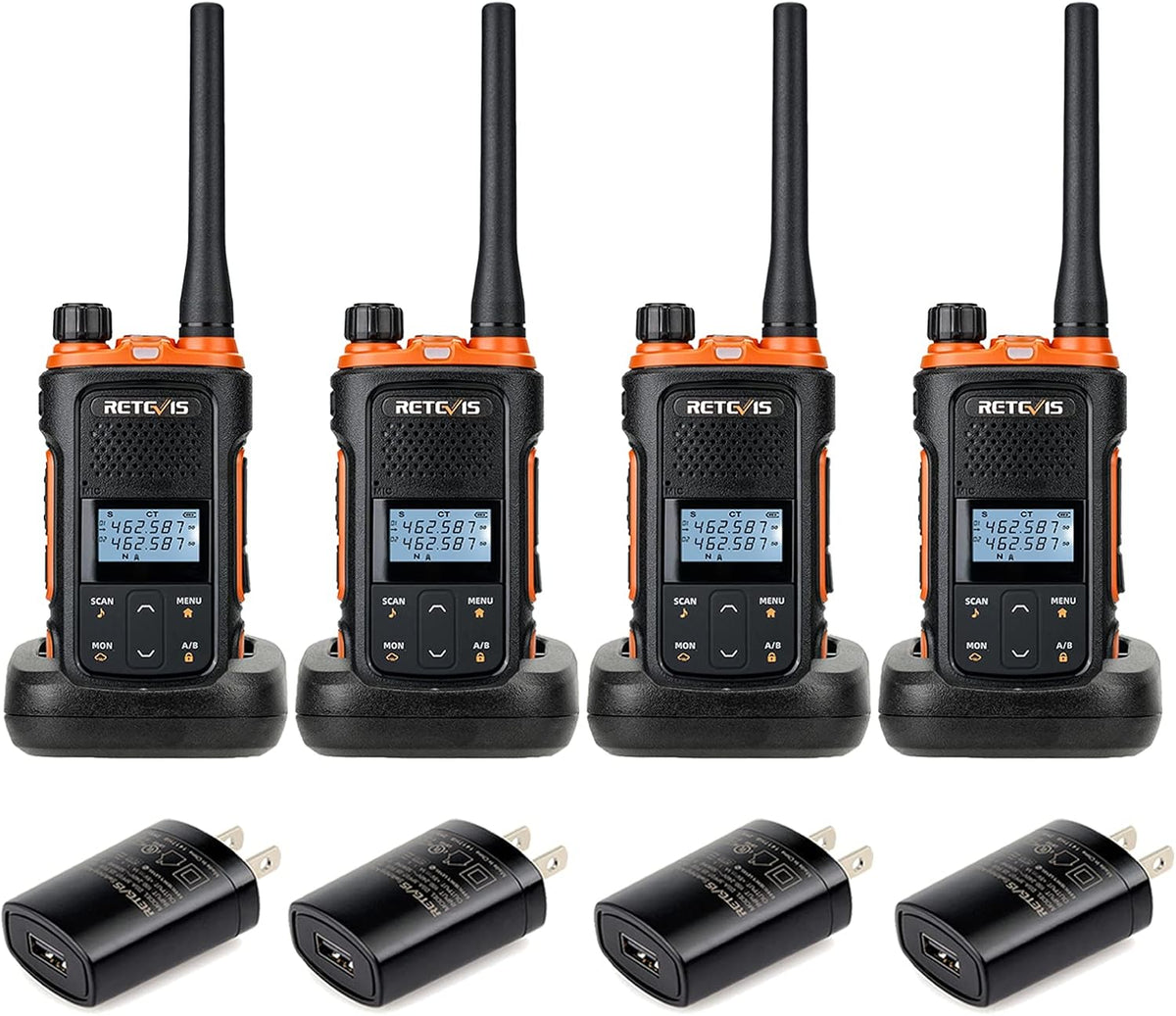 4 Pack Rechargeable 2 Way Radio with LCD Screen J3784