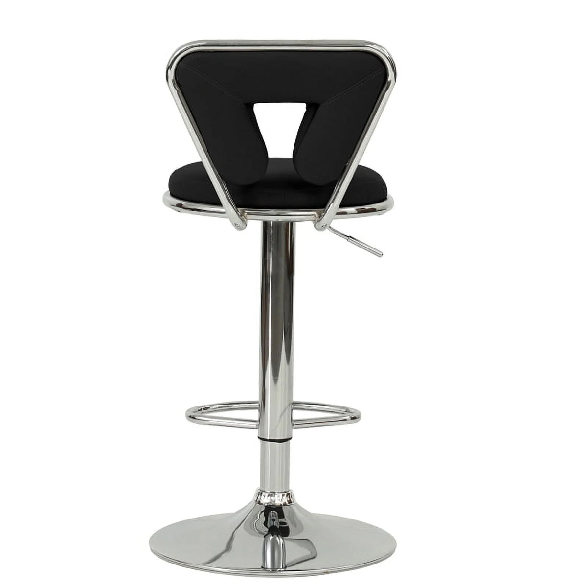 Black Faux Leather Adjustable Height Swivel Barstool Set of 2 K7111
