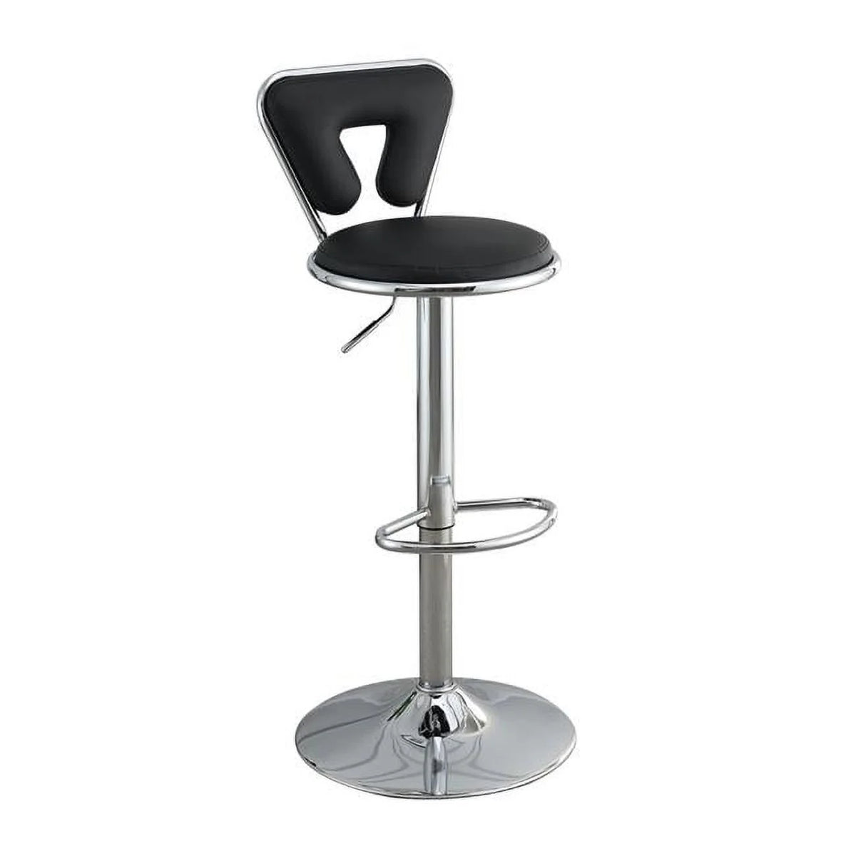 Black Faux Leather Adjustable Height Swivel Barstool Set of 2 K7111