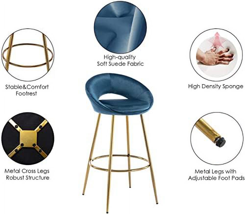30" Velvet Stools with Gold Metal Legs K376092