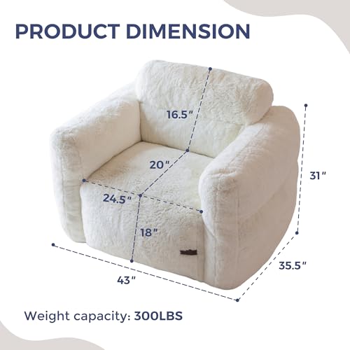 Green Oversized Fluffy Bean Bag Sofa J68683