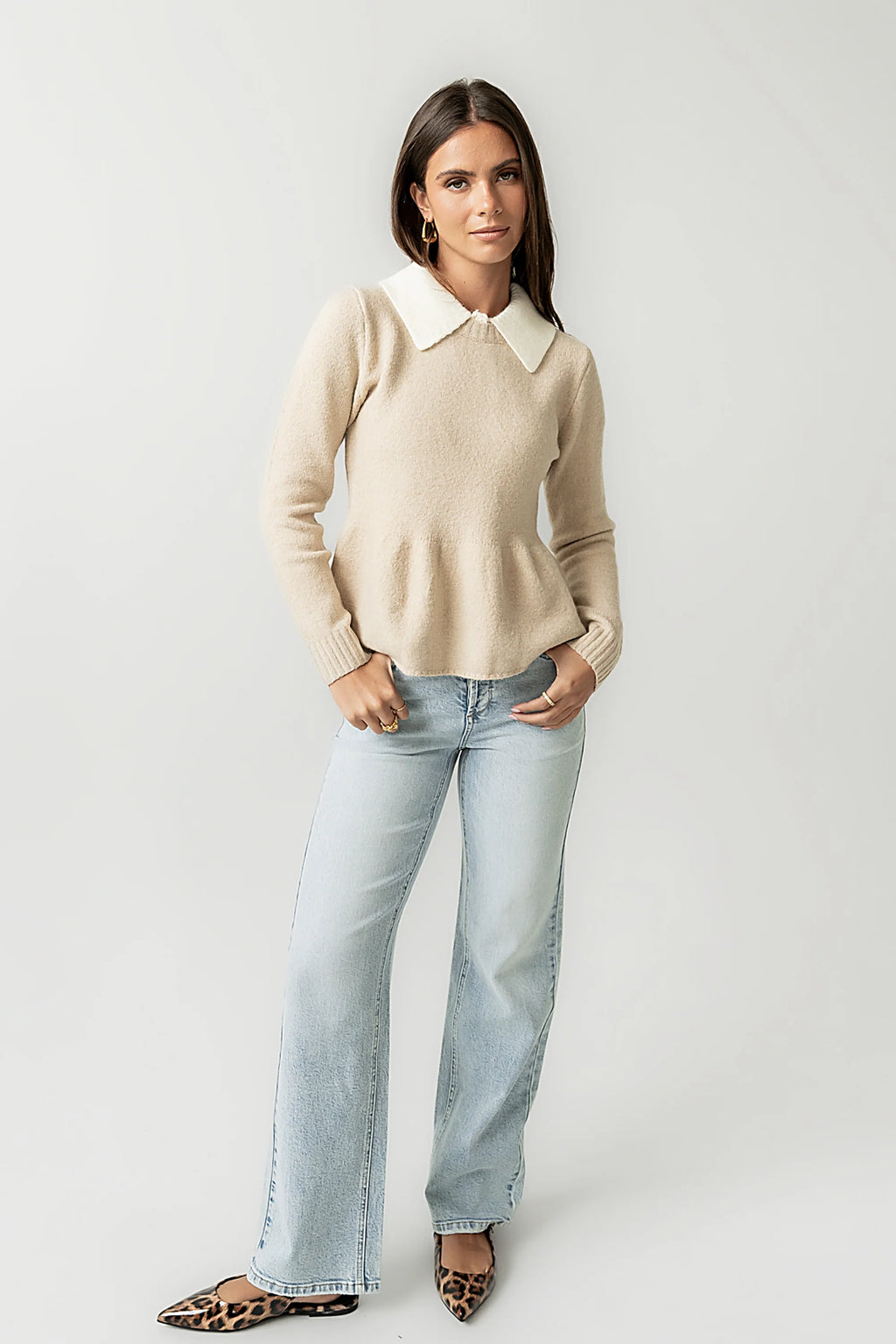 Taupe Peplum Sweater O986499
