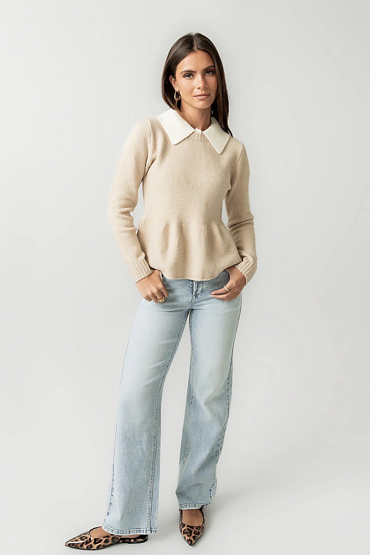 Taupe Peplum Sweater O986499