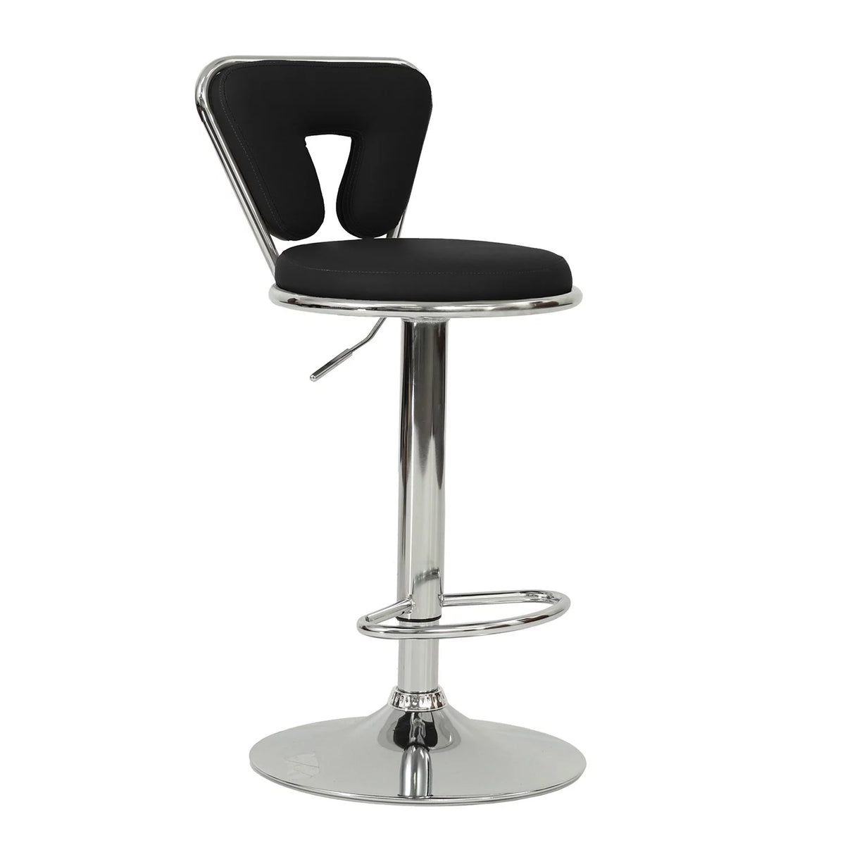 Black Faux Leather Adjustable Height Swivel Barstool Set of 2 K7111