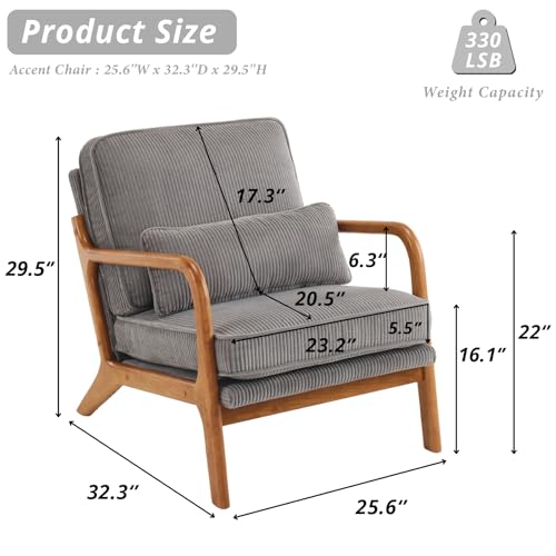 Corduroy Upholstered Accent Chair with Pillow N804